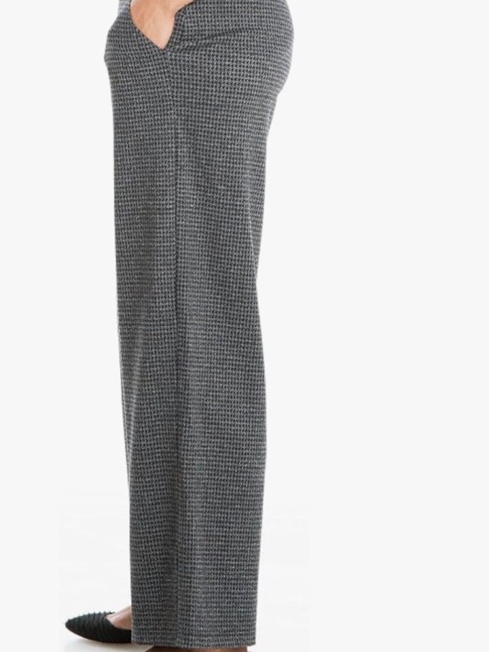 Max Studio High Rise Double Knit Easy Leg Trouser Pants Black Charcoal S